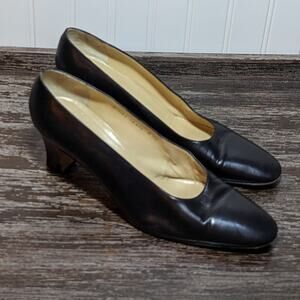 Silvia Fiorentina Made in Italy Women's Black Leather Pump Heel Size 10M